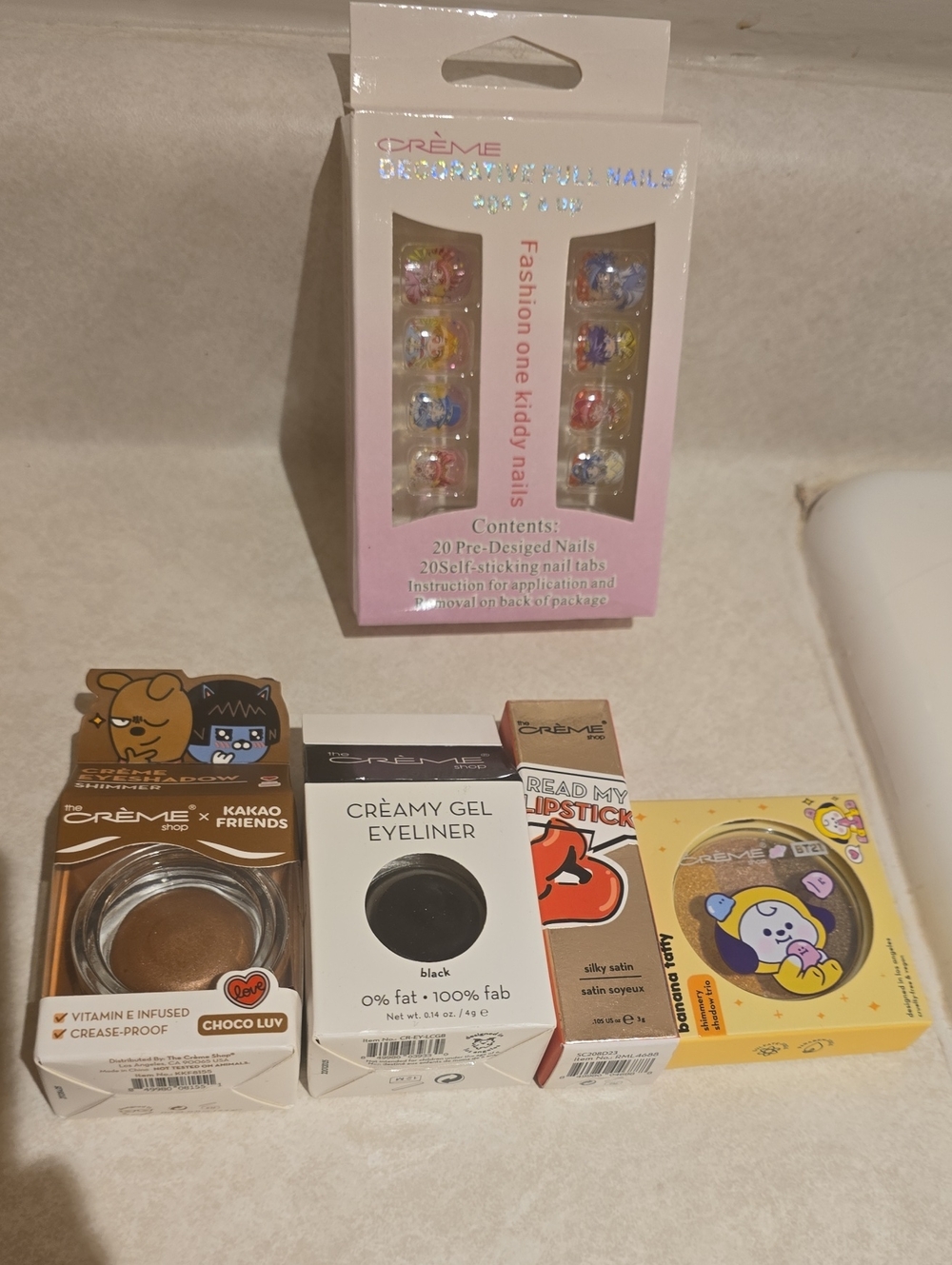The Creme Shop Makeup Lot - Anime Nails, Red Lipstick, Eyeshadows, Gel Eyeliner